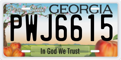 GA license plate PWJ6615