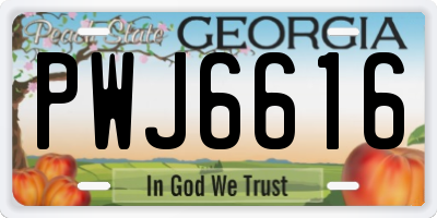 GA license plate PWJ6616