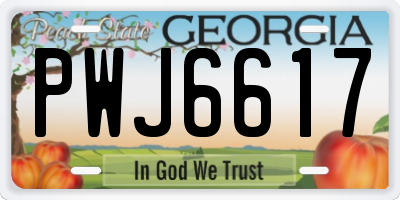 GA license plate PWJ6617