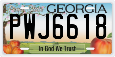 GA license plate PWJ6618