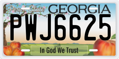 GA license plate PWJ6625