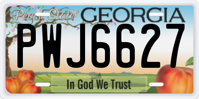 GA license plate PWJ6627