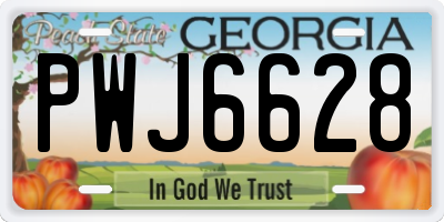 GA license plate PWJ6628