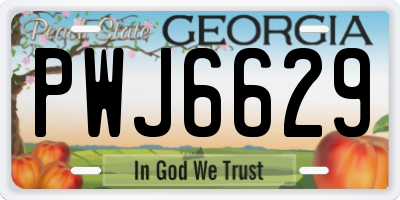 GA license plate PWJ6629
