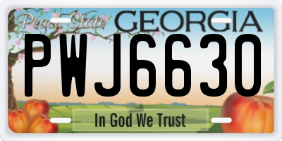 GA license plate PWJ6630