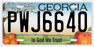 GA license plate PWJ6640