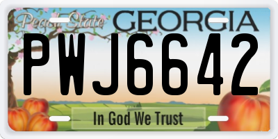 GA license plate PWJ6642
