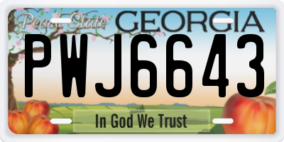 GA license plate PWJ6643