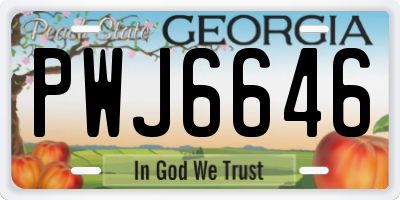 GA license plate PWJ6646