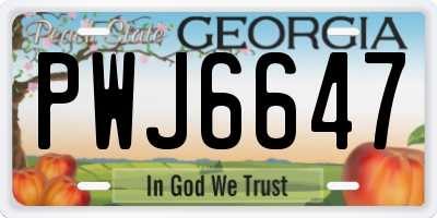 GA license plate PWJ6647