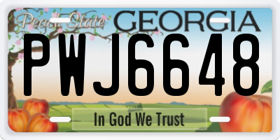 GA license plate PWJ6648