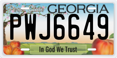 GA license plate PWJ6649