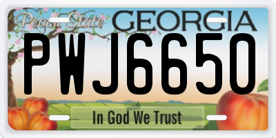 GA license plate PWJ6650