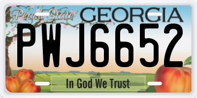 GA license plate PWJ6652