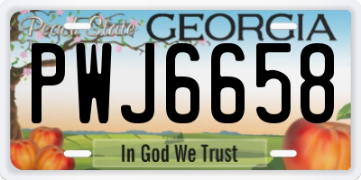 GA license plate PWJ6658