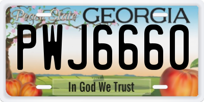 GA license plate PWJ6660