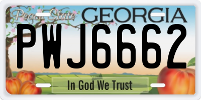 GA license plate PWJ6662