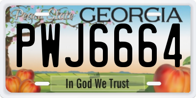 GA license plate PWJ6664