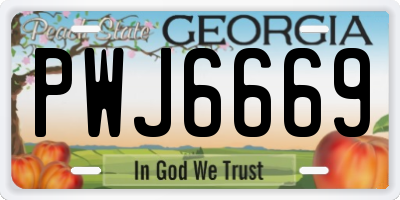 GA license plate PWJ6669