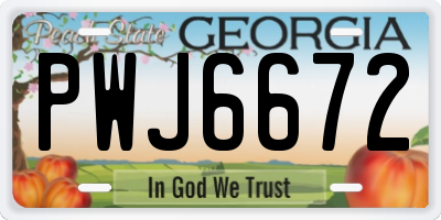 GA license plate PWJ6672