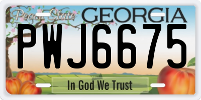 GA license plate PWJ6675
