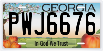 GA license plate PWJ6676