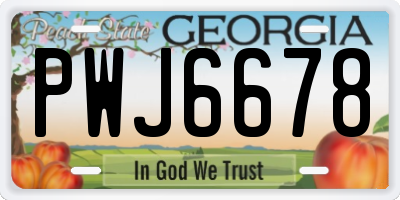 GA license plate PWJ6678