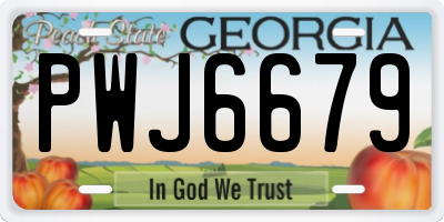 GA license plate PWJ6679