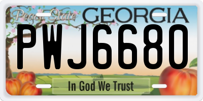 GA license plate PWJ6680