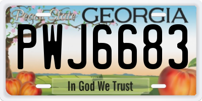 GA license plate PWJ6683