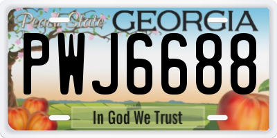 GA license plate PWJ6688