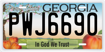 GA license plate PWJ6690