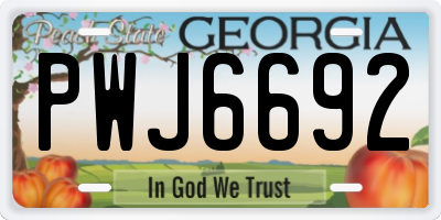 GA license plate PWJ6692