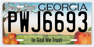 GA license plate PWJ6693