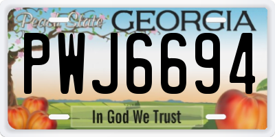 GA license plate PWJ6694