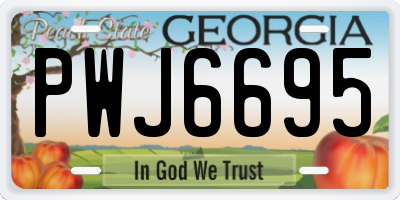 GA license plate PWJ6695