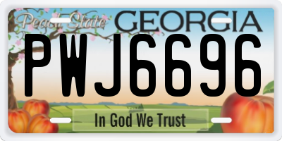 GA license plate PWJ6696