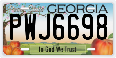 GA license plate PWJ6698
