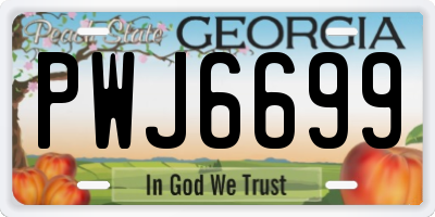 GA license plate PWJ6699