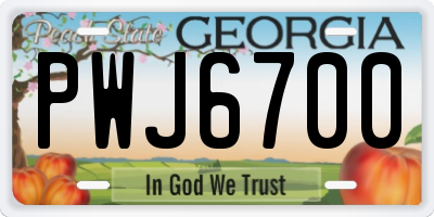 GA license plate PWJ6700