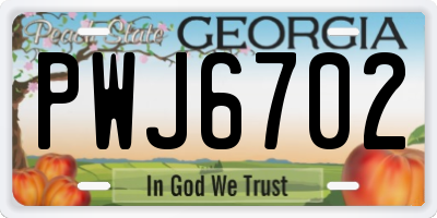 GA license plate PWJ6702