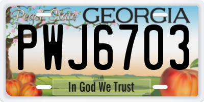 GA license plate PWJ6703