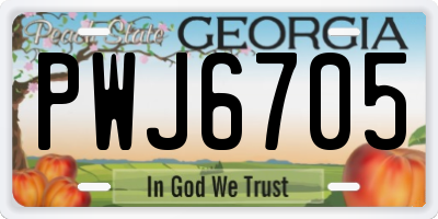 GA license plate PWJ6705