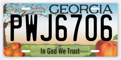 GA license plate PWJ6706