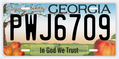 GA license plate PWJ6709