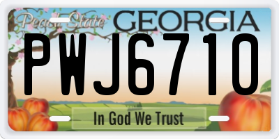 GA license plate PWJ6710