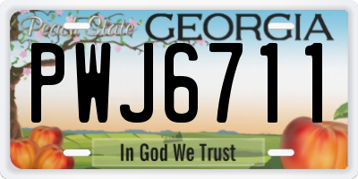 GA license plate PWJ6711