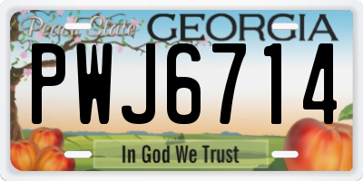 GA license plate PWJ6714