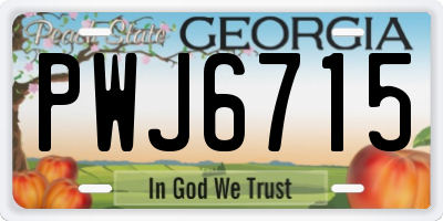 GA license plate PWJ6715