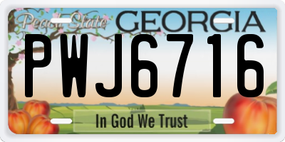 GA license plate PWJ6716